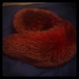Karl Lagerfeld red REAL fox fur stole